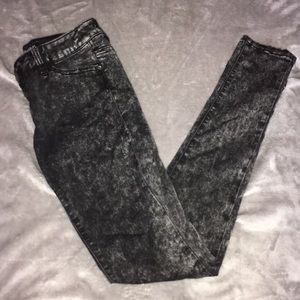 Black Acid-Washed Jeggings